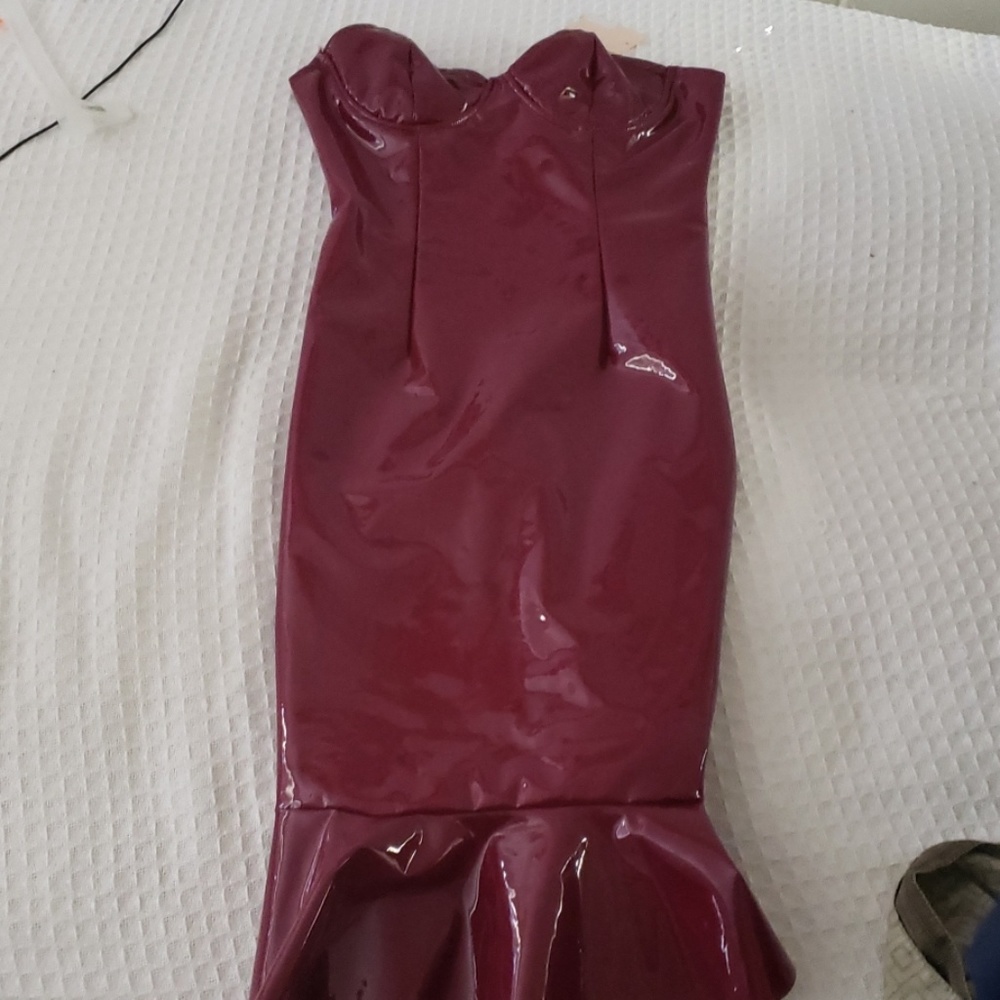 Wine color Latex dress